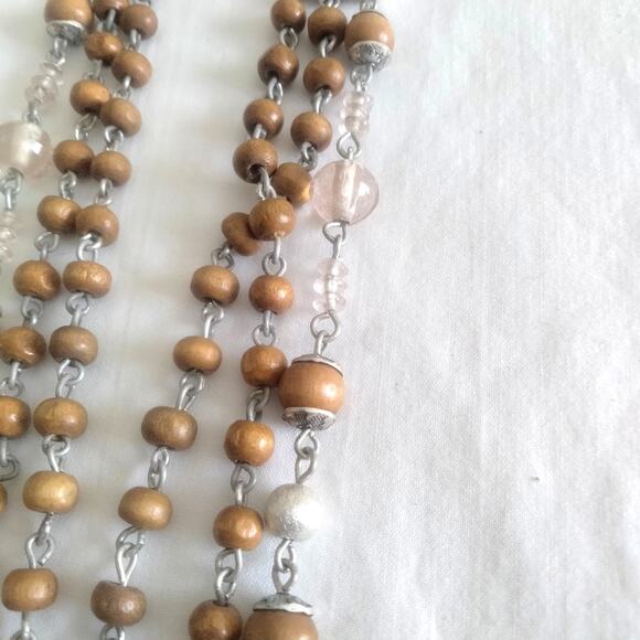 Iris Apfel & Bajalia 3 Silver & Wood Bead Layered Pendant Statement Necklaces - Picture 10 of 16